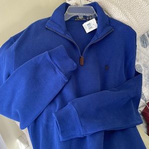 Polo Ralph Lauren men’s XL chalet blue knit quarter-zip pullover NWT